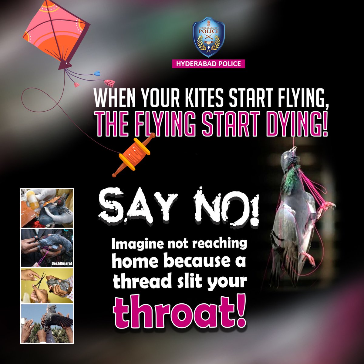 amksocialwork's tweet photo. @Ravi_1836 @hydcitypolice @DCPTraffic1Hyd @CPCyberabad @HYDTraffic @sselvan @shaiktweetss @CoreenaSuares2 @UjwalB_Journo @laxman_travel @ApnaSecbad @awcs_org Keep the festival spirit alive and Say NO to Synthetic / Nylon, Chinese Manja during #Sankranti festival as it is very harmful 🙏🏽🙏🏽
#ChineseManja #SaveBirds #BeSafe #AvoidChineseManja https://t.co/Dkk5aXIJib