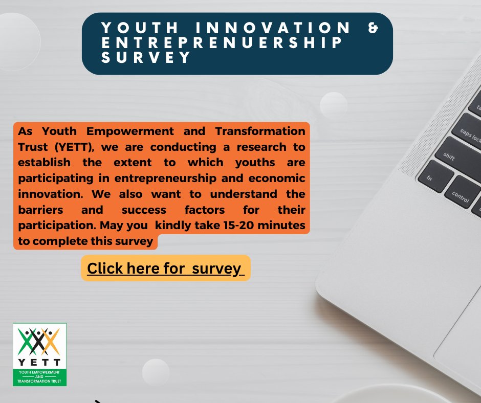 🎯YETT is conducting a research to establish the extent to which youths are participating in entrepreneurship and economic innovation. kindly take 15-20 minutes to complete this survey> redcap.uzchs.ac.zw/redcap/surveys… @UsaidZimbabwe