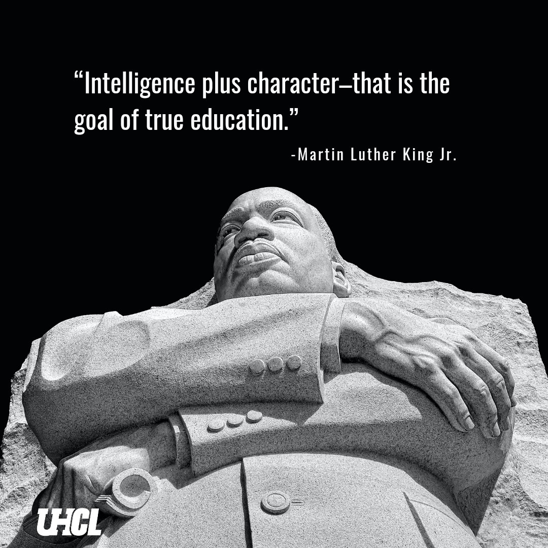 UHClearLake's tweet photo. UHCL honors the legacy of Dr. Martin Luther King Jr., who envisioned a world where education becomes the beacon of equality, justice, and a brighter future for all. Let us continue to strive for his dream. 📚
We will be closed in observance of MLK Day. 
▫️
#mlkday #UHCL https://t.co/oQt2tloEZu