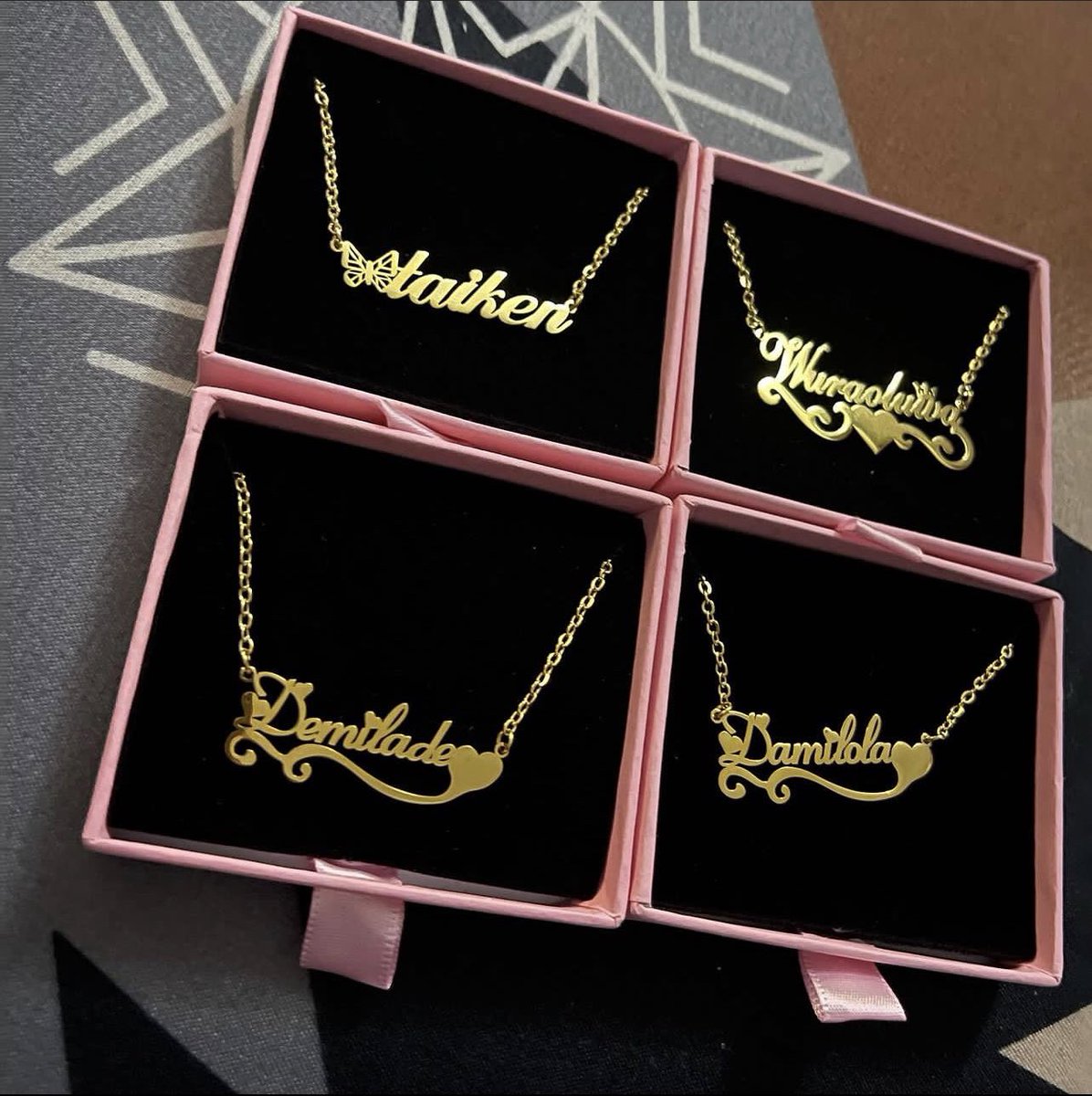 Get ready to make their heart skip with our personalized cut out name necklace! Order now for Valentine’s Day and it’ll be ready just in time! ❤️🌹
Price- ₦12,000

(PS:ready in less than 21 working days)

-Hypoallergenic (i.e Non Tarnish Jewelry)
-Stainless Steel
-Gift ready 🎁
