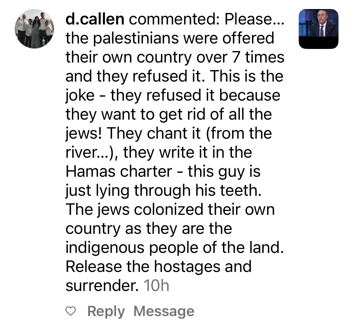 How indoctrination works! I received this message on one of my posts. #Palestine