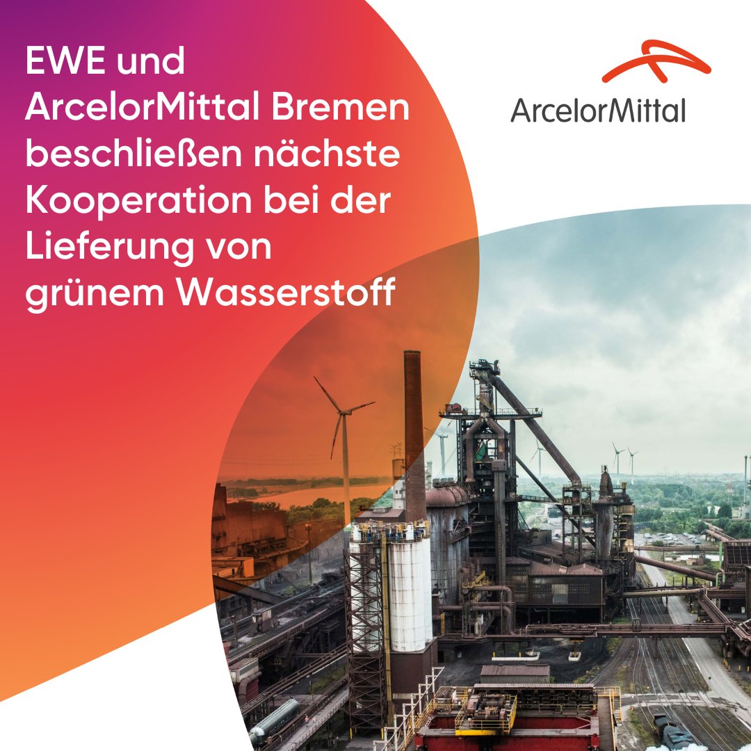 ArcelorMittalD's tweet photo. #EWE und #ArcelorMittal Bremen beschließen nächste Wasserstoff-Kooperation. Lieferung u.a. für die klimaneutrale Stahlproduktion aus geplanter 320-Megawatt-Erzeugungsanlage in Emden. #EU Förderzusage und Fördermittelbereitstellung dringend notwendig

https://t.co/iizXwCsIkR https://t.co/AdlYmMibFz