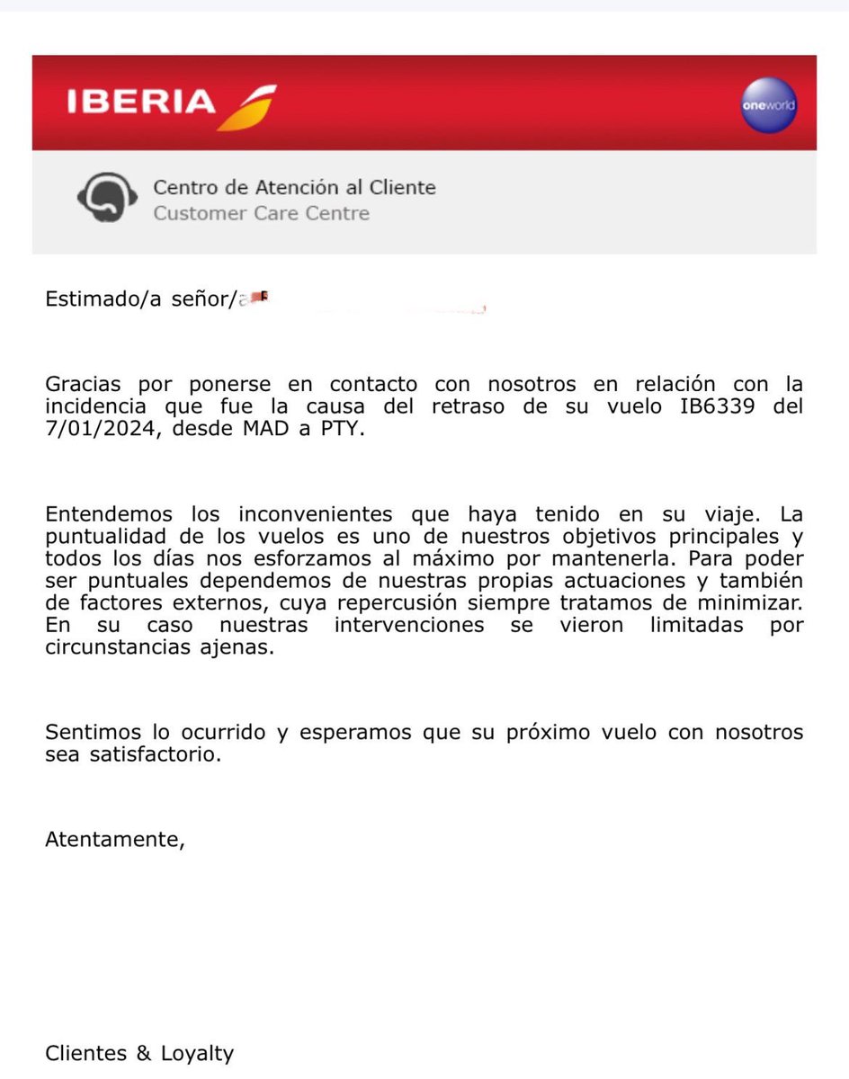 Catarina__RC's tweet photo. @Iberia this is the response they give customers who spent 72h to board a flight from Madrid to Panama thanks to the false information they gave us and zero customer support and assistance. I had a 3 months old baby and a 6 y/o and no support within the airport was given. Awful! https://t.co/2y40OSoTei