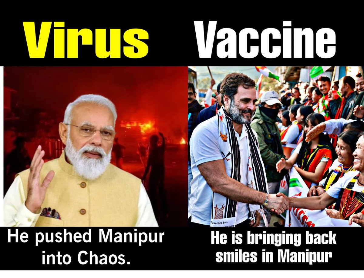 nengkhoh's tweet photo. A PM who believes #Manipur does not exist and then there is Shri Rahul Gandhi getting justice for the people of Manipur! The unending violence of Manipur has
disturb the tribal people socially individually,physically, &amp; culturally till now
#BharatJodoNyayYatra #NyayYatraInManipur https://t.co/bJE9UjK8B4