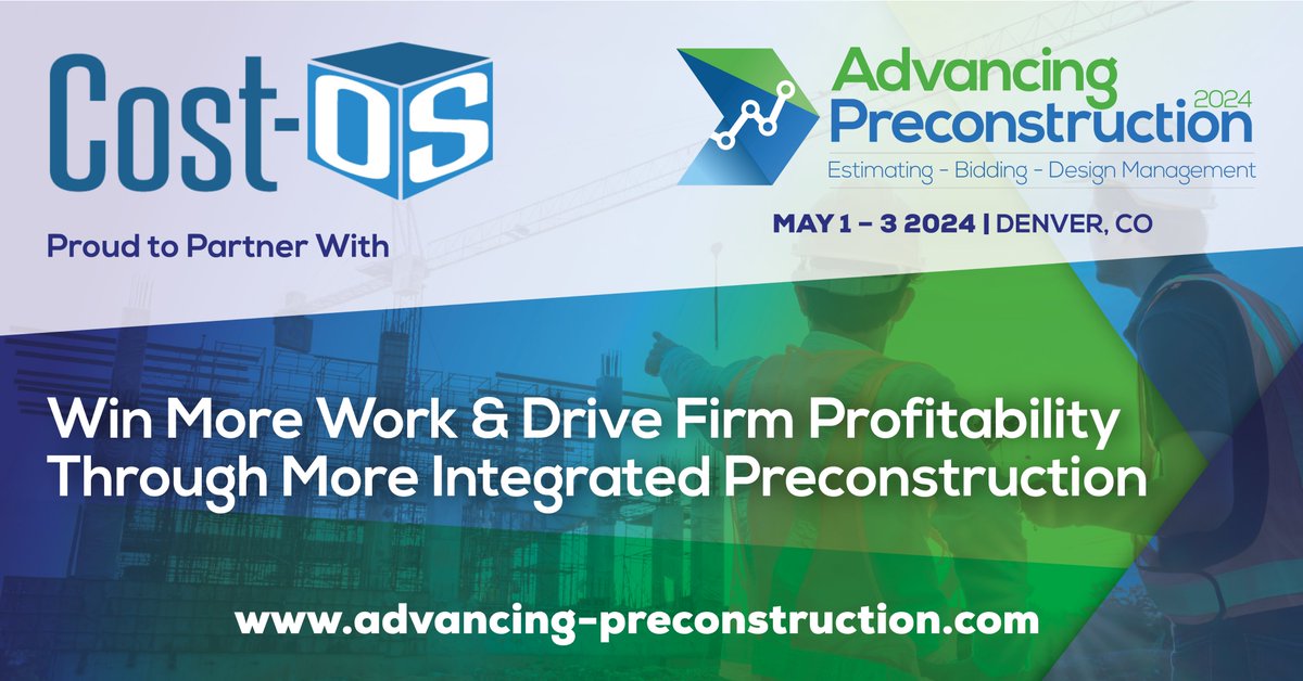 CostOSLLC's tweet photo. For the 8th year running, Cost-OS is returning to the Advancing Preconstruction Summit!
Join us there! Download the 2024 event guide to learn more:
https://t.co/vCrXcbFVbR
#advancingpreconstruction #estimating #construction https://t.co/IiiDmDzsr1