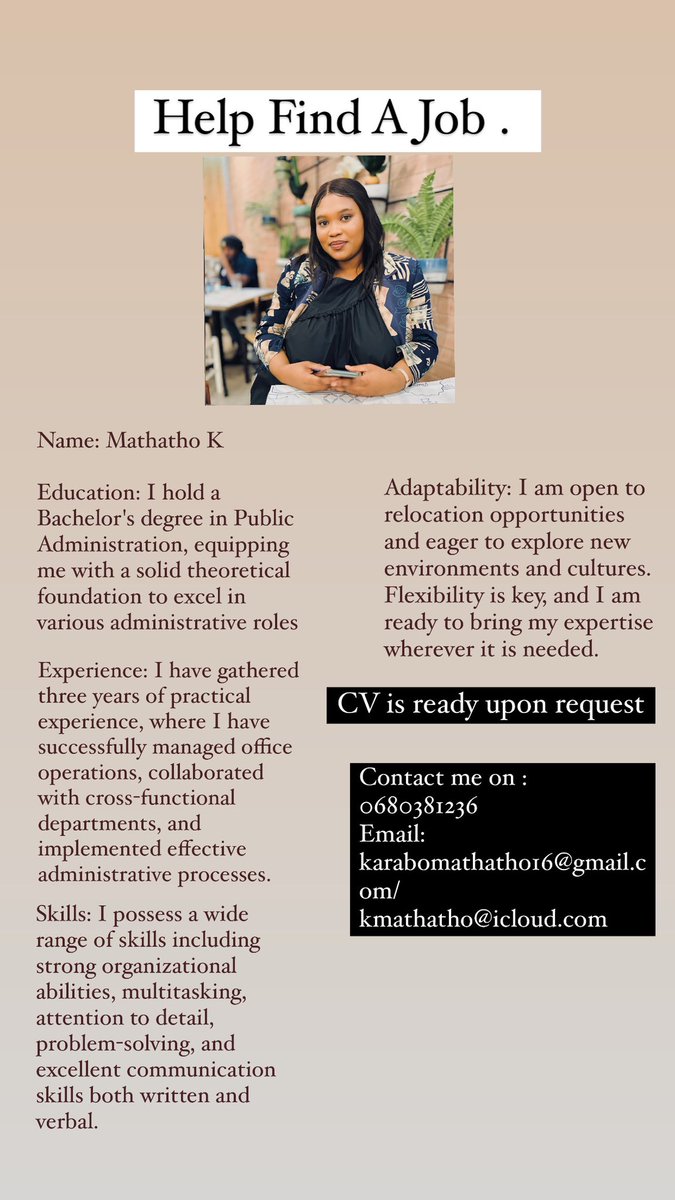 Hi guys please help me find a job . Thank you in advance .