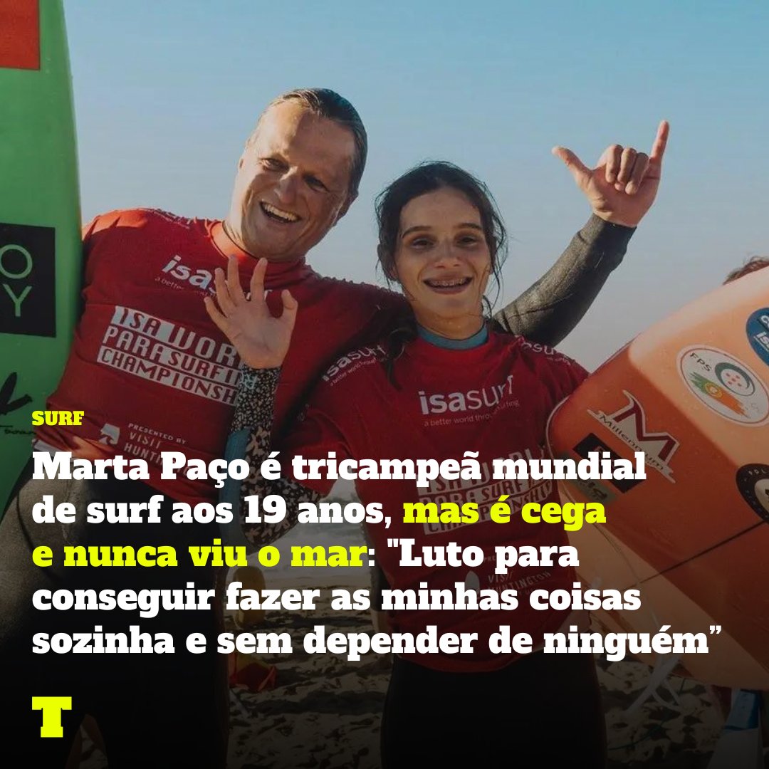 A cegueira de Marta Paço não a impediu de dominar as ondas e colecionar medalhas no surf adaptado. Esta é a história de quem se sagrou tricampeã mundial e bicampeã europeia da modalidade que está à espera de entrar nos Jogos Paralímpicos.

Leia mais em: tribuna.expresso.pt/surf/2024-01-1…