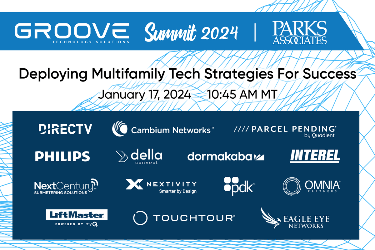 It’s almost showtime! #GrooveSummit2024. Let’s compare strategy…let’s discuss budgets, let’s talk TECH!🚀 @Directv @CambiumNetworks @ParcelPending @Philips @Dellaconnect @dormakaba @interel @nextcentury @nextivity @pdk @omniapartners @LiftMaster @Touchtour @EagleEyeCloud