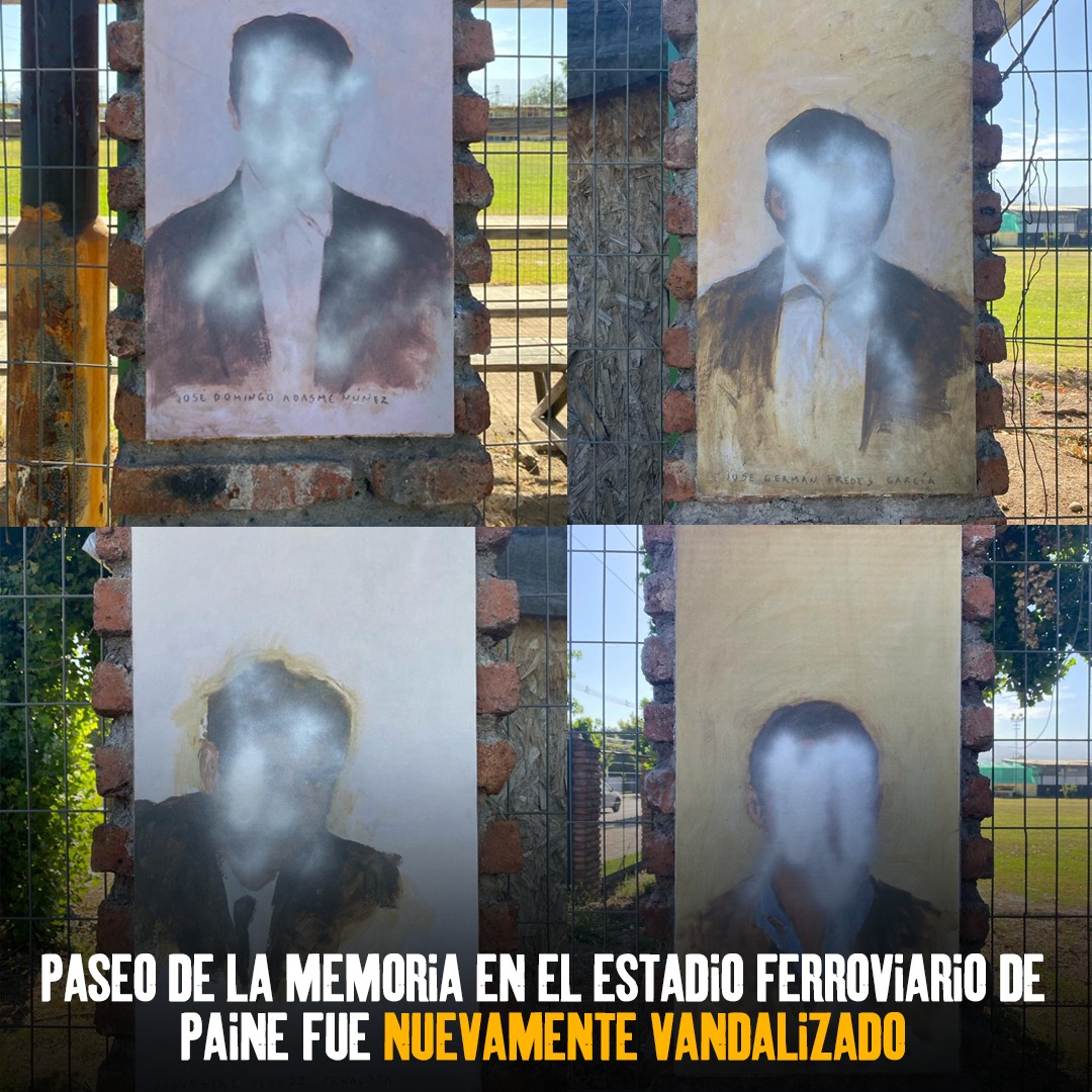 deliberaccion1's tweet photo. Solidarizamos con la Agrupación de familiares de ejecutados de Paine, ante una nueva vanzalización de sus memoriales. Conversaremos en nuestra próxima asamblea de este tema. #DerechosHumanos #DetenidosDesaparecidos #EjecutadosPolíticos #Paine #Chile https://t.co/ktDGACa0kM