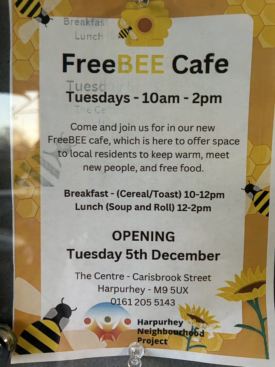 Don’t forget tomorrow (Tuesday) is our FreeBEE Cafe 🍽️ Come and join us for free food and to meet new people 🧡