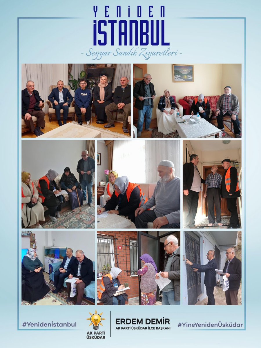 📍Burhaniye ve
📍Ferah Mahallemizdeki,

Üsküdar’ımızda ikamet eden, “Seyyar Sandık” tan faydalanabilecek tüm seçmenlerimizi ziyaret ettik.

Emek veren kıymetli teşkilat mensuplarımıza teşekkür ediyorum.

#Yenidenİstanbul
#YineYenidenÜsküdar

<a href="/osmannnurika/">Osman Nuri Kabaktepe</a>