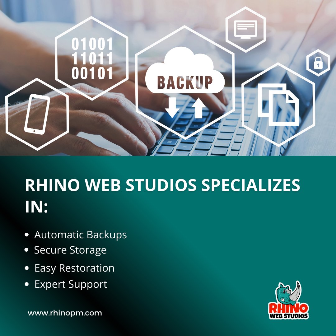 rhinopm's tweet image. 𝗪𝗲𝗯𝘀𝗶𝘁𝗲 𝗕𝗮𝗰𝗸𝘂𝗽 𝟭𝟬𝟭: 𝗗𝗼𝗻'𝘁 𝗟𝗲𝘁 𝗬𝗼𝘂𝗿 𝗗𝗶𝗴𝗶𝘁𝗮𝗹 𝗖𝗮𝘀𝘁𝗹𝗲 𝗖𝗿𝘂𝗺𝗯𝗹𝗲! 💻

Call Rhino Web Studios at 504-875-5036 today and claim your free consultation to find the perfect backup plan for your website.☎️

#websitebackup #webdesign #onlinesafety