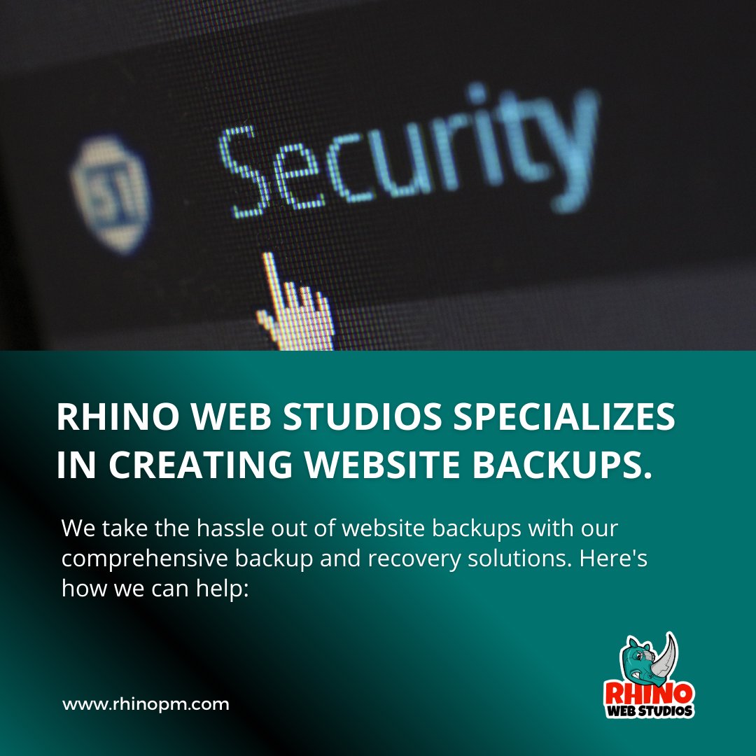 rhinopm's tweet image. 𝗪𝗲𝗯𝘀𝗶𝘁𝗲 𝗕𝗮𝗰𝗸𝘂𝗽 𝟭𝟬𝟭: 𝗗𝗼𝗻'𝘁 𝗟𝗲𝘁 𝗬𝗼𝘂𝗿 𝗗𝗶𝗴𝗶𝘁𝗮𝗹 𝗖𝗮𝘀𝘁𝗹𝗲 𝗖𝗿𝘂𝗺𝗯𝗹𝗲! 💻

Call Rhino Web Studios at 504-875-5036 today and claim your free consultation to find the perfect backup plan for your website.☎️

#websitebackup #webdesign #onlinesafety