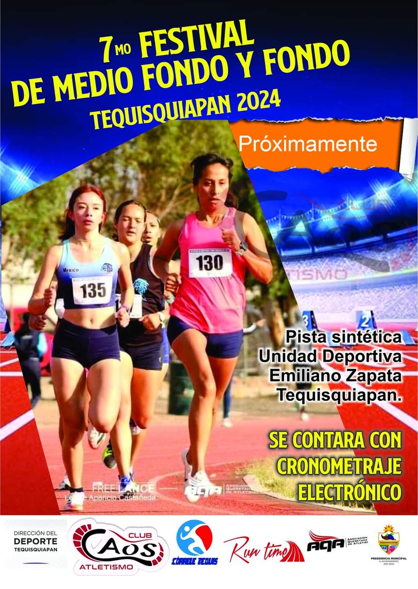 AQAqro's tweet photo. 7mo Festival de Medio Fondo y Fondo - Tequisquiapan 2024 🏃🏻‍♀️🏃🏽 #SomosAtletas

Próximamente convocatoria completa 📢
#tequisquiapanquéretaromx #querétaro https://t.co/P9uvXMtkpL