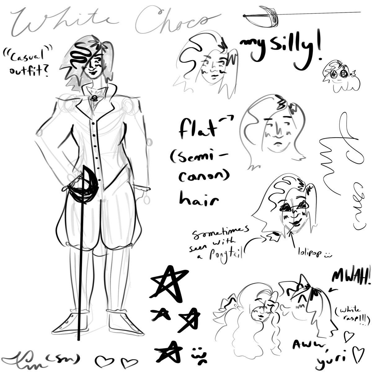 t1ncans's tweet photo. the idea of white choco walking around the hollyberry kingdom in fencing gear is super funny but also kinda strange??? so i drew them in a little fancy rococo inspired outfit !! 

plus some hair doodles cuz i had time to kill 🤷

[#whitechoco #whitechococookie #cookierun] https://t.co/N0Wqz07Vbe
