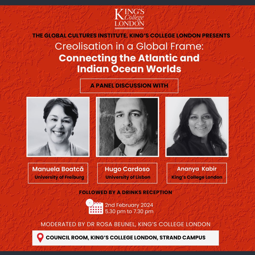 ananya_jahanara's tweet photo. Hello London/ UK people! Come and meet me, @ManuelaBoatca, and Hugo Cardoso discuss our favourite topics on the 2nd Feb! Panel discussion + drinks reception. Open the New Year in style at @KingsCollegeLon @kingsartshums Event is free but please sign up at https://t.co/ZcE0Tn0sCF https://t.co/1sPYUkdApt
