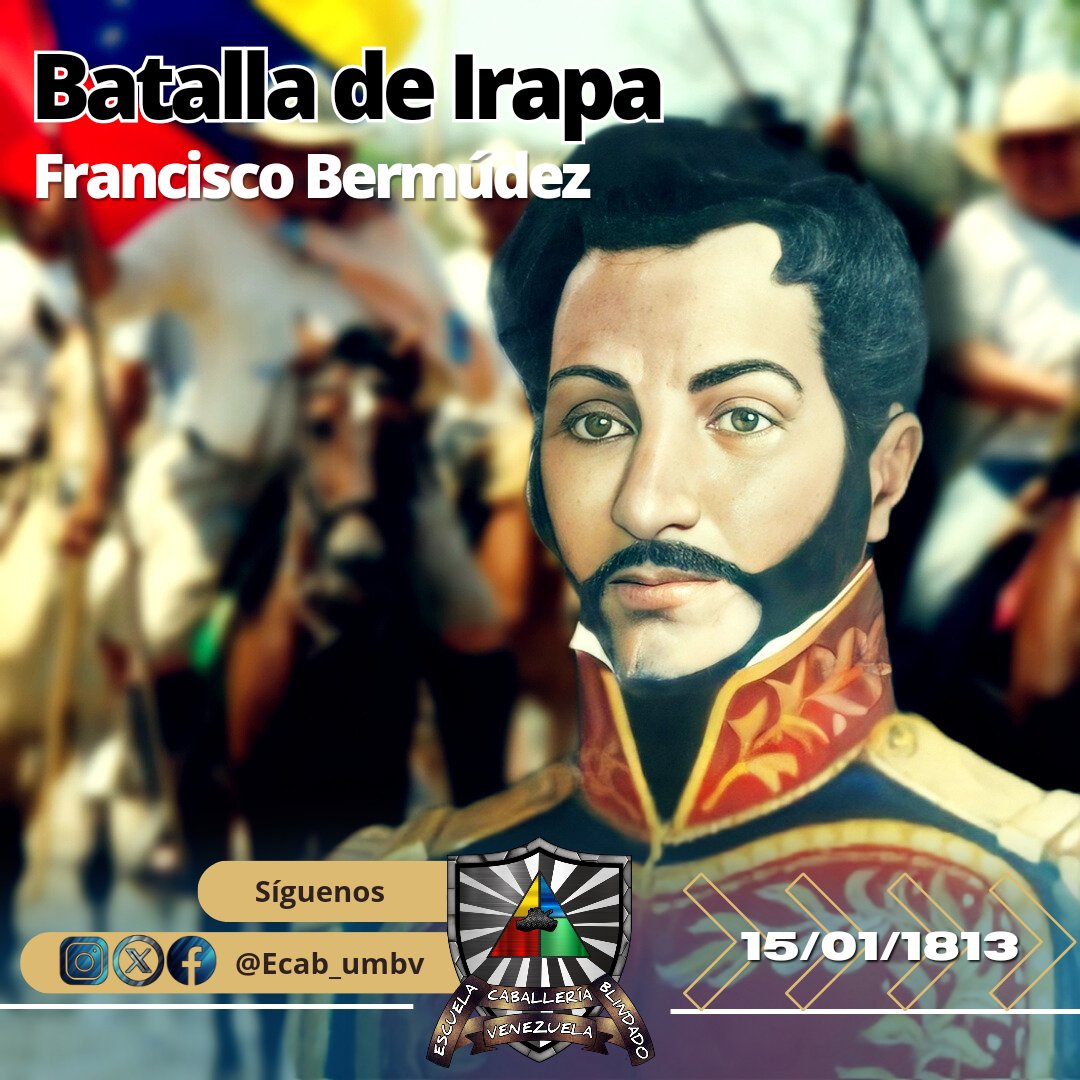 📃#15Ene || Celebramos 211 años de la heroica Batalla de Irapa, en la que logramos vencer al imperio español, gracias a la valentía del Ejército Libertador liderado por el Gral. José Francisco Bermúdez.
#MensajeAnual