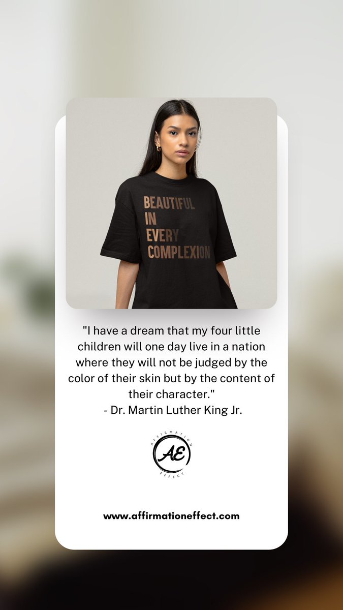 'I have a dream that my four little children will one day live in a nation where they will not be judged by the color of their skin but by the content of their character.' - Dr. Martin Luther King Jr. . . #mlkday #martinlutherkingjr #beautifulineverycomplexion #affirmationeffect