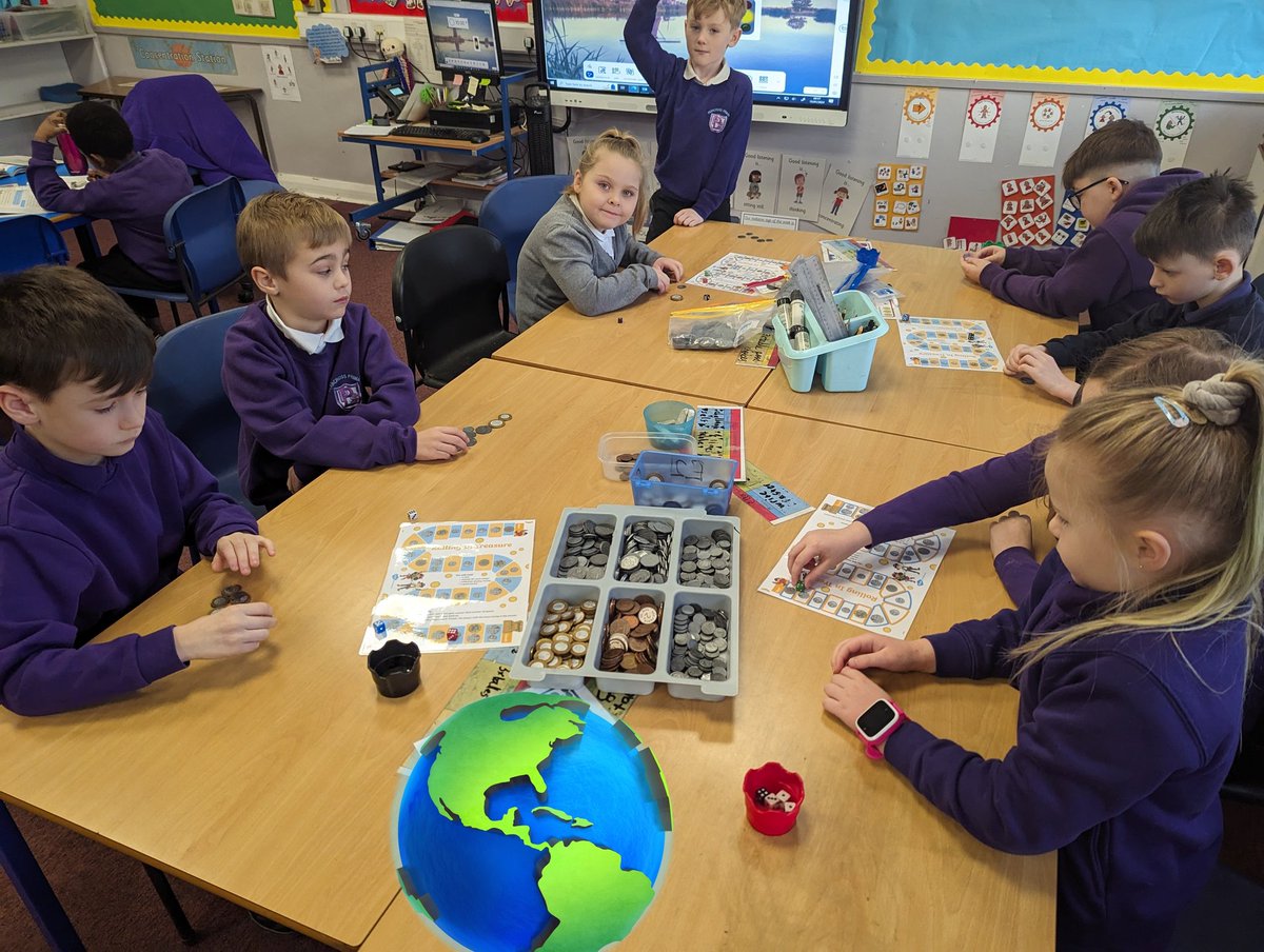 BPSDrParnell's tweet photo. In Numeracy we have been working hard on money and playing toy shop. We are much more confident now at calculating change, adding amounts and identifying coins #BPSNumeracy https://t.co/hrfybq0fl6
