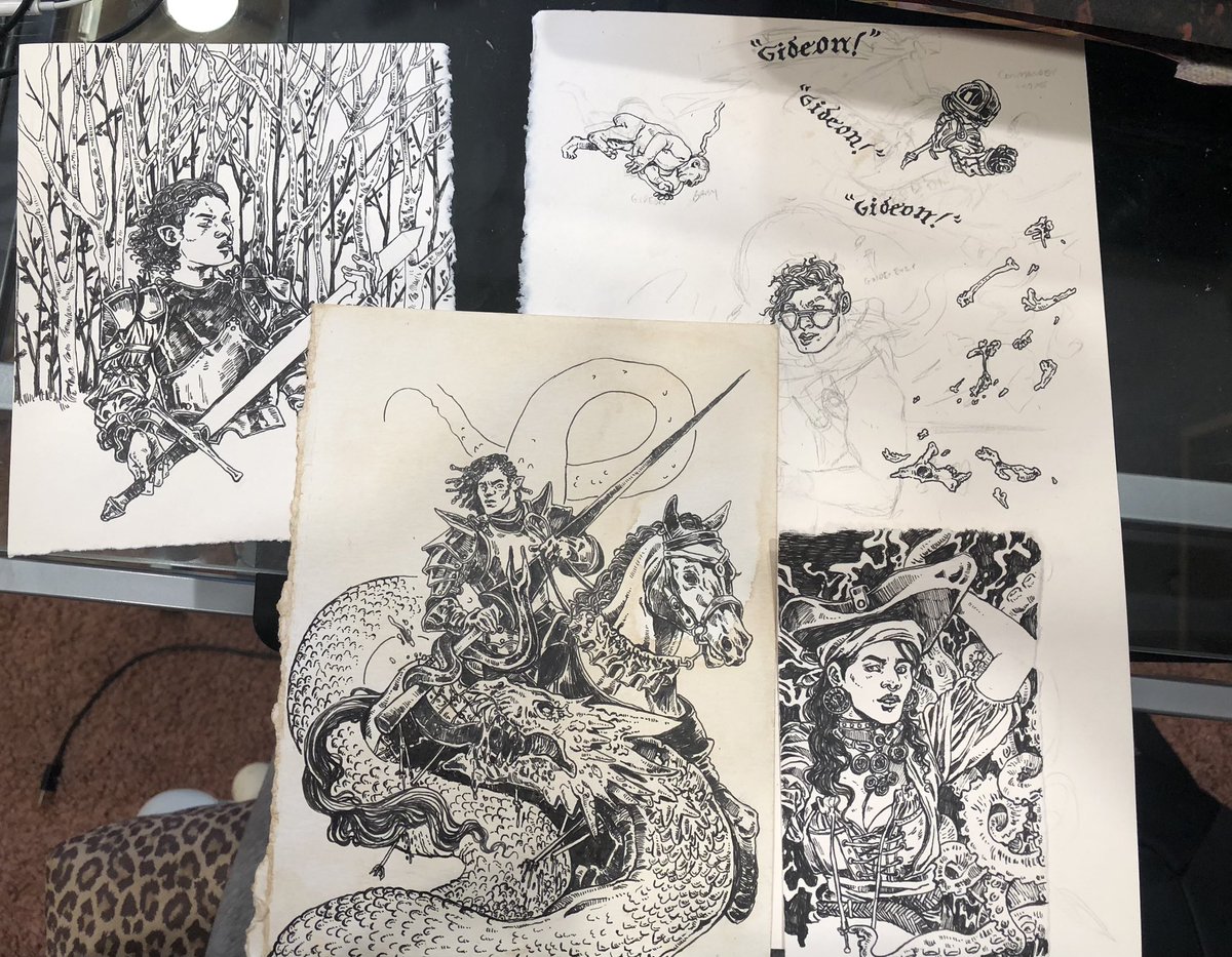 Feels good to be returning to traditional inking, prepping some original pieces for gen con