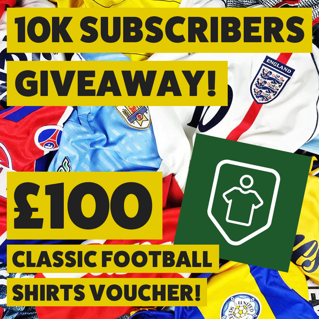 🚨 10,000 SUBSCRIBERS GIVEAWAY 🚨

Because we love you 🥰 and as a big thank you for helping us hit 10,000 subscribers on YouTube, we're going to be giving away a ONE HUNDRED POUND voucher to <a href="/classicshirts/">Classic Football Shirts</a> for you to treat yourself (or a loved one) to all the football gear you