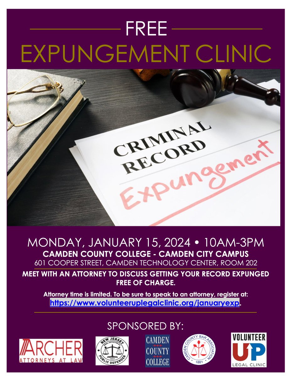 Important Announcement !!! Free Expungement Clinic happening now unitl 3pm ! Come in meet with an attorney today ! #PBCIP