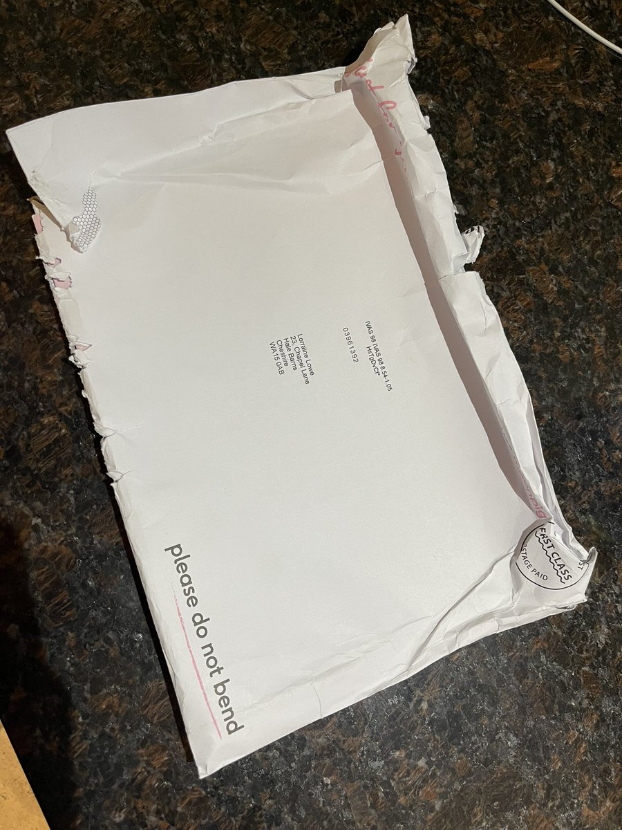assertive01's tweet photo. @PostOffice  obviously the postman hasn’t read do not bend! What a disgrace my great granddaughters birthday card ruined! https://t.co/GvYKrXo8BV