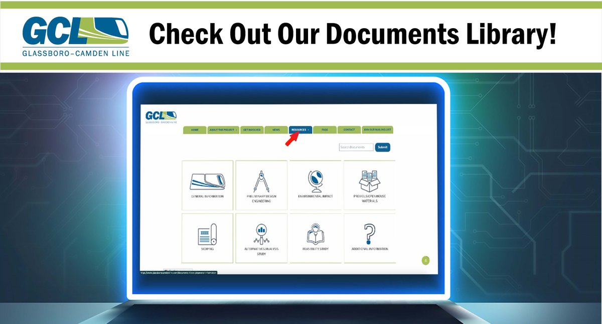 GlassboroCamden's tweet photo. Want to learn more about the GCL project? The GCL Documents Library is full of information &amp; resources about the project, including project materials, reports,  &amp; more. https://t.co/DPUh4CwSpj

#discovergcl #ridegcl #publictransit #transit #publictransport #lightrail https://t.co/24c5rjE2Ug