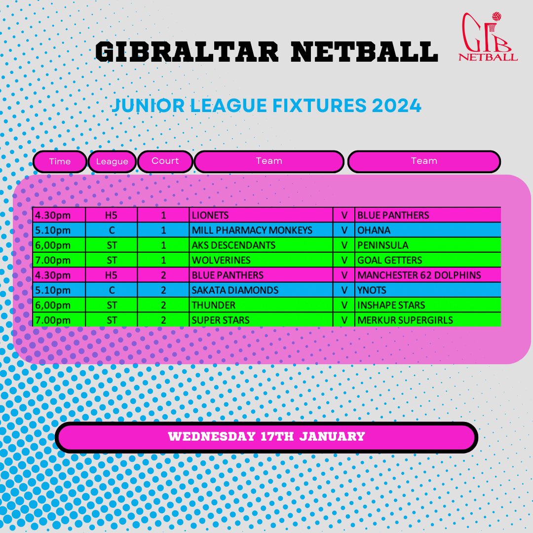 Check out this week’s fixtures for our Senior and Junior League🤩