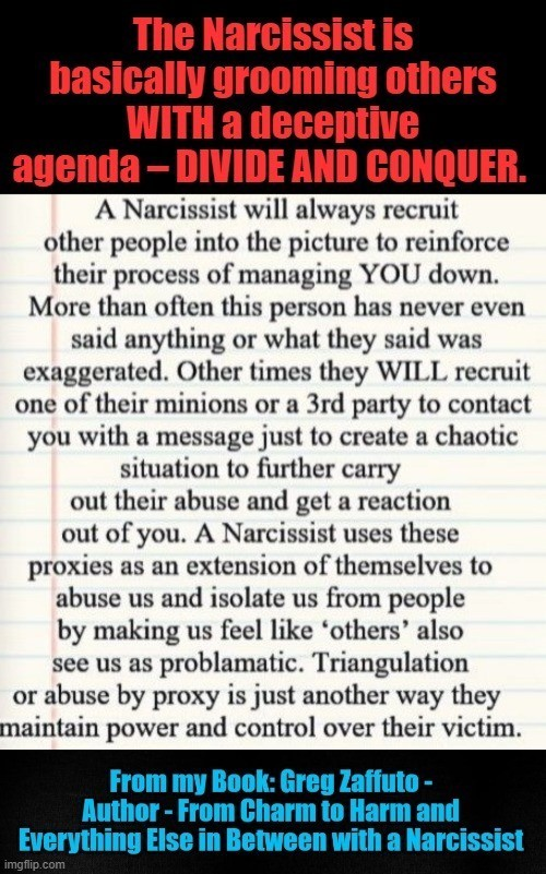 LucyLathamBooks's tweet photo. narcissist abuse #Narcissism Understanding triangulation or ‘divide and conquer.’ https://t.co/ahUqf9J7FY https://t.co/N1ZqtE8EXy https://t.co/tCxOmkVo1x