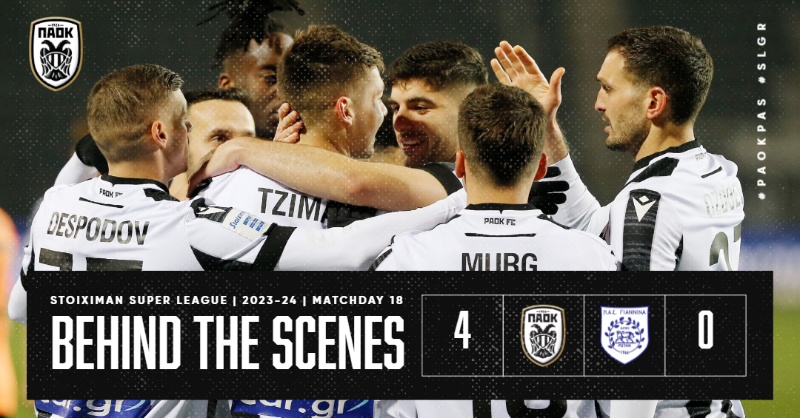 PAOK_FC's tweet photo. #BehindTheScenes Το παρασκήνιο της νίκης επί του ΠΑΣ Γιάννινα, από την παρακάμερα του #PAOKTV #PAOKPAS #slgr #StoiximanSuperLeague #stoiximan #video #PAOK #FightBack