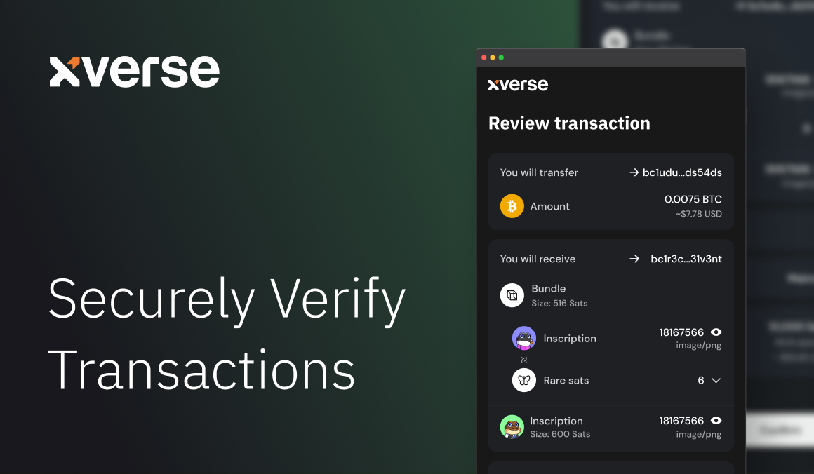 xverse's tweet image. NEW: When signing transactions with Xverse, you can see exactly what's being transferred 🔎💎🍕🦋⏳♎️🐸

Don't trust, verify! ✅