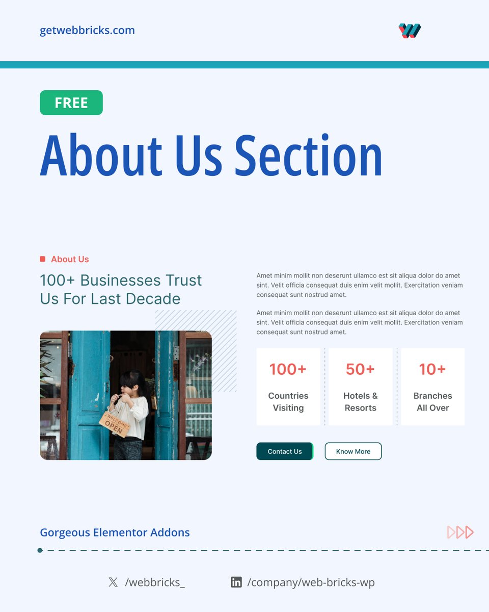 nahian28's tweet photo. Feature No 1 - Creative About Us Section
---
We help you to - Organize Web 

We are in the process of making a gorgeous-looking website building block library to make your website stand out. 
https://t.co/upGZ1OuaTB

#webbricks #wordpress #website #webdesign #elementor #gutenberg https://t.co/MEGpYMilMC