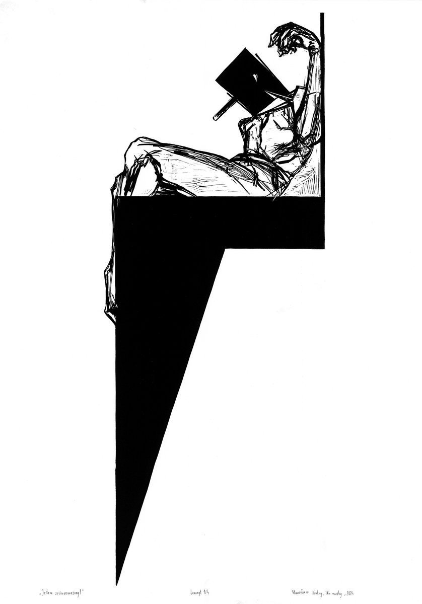 "I AM balanced!" 2024 linocut

#art #traditionalart #linocut #psychologicalart #graphicdesign #symbolism #expressive