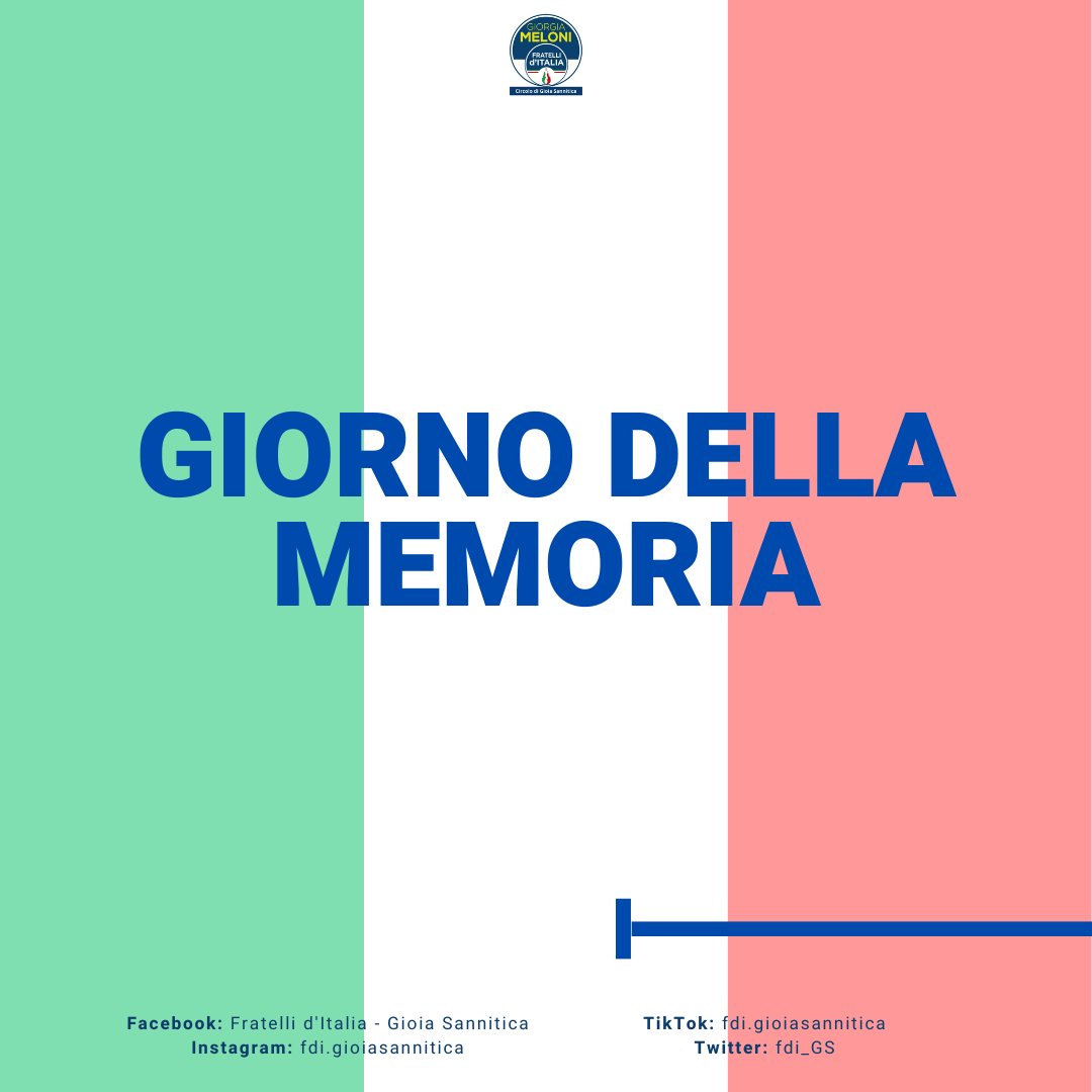 fdi_GS's tweet photo. 27 GENNAIO: GIORNO DELLA MEMORIA - PER NON DIMENTICARE

Il 27 gennaio, unisce il mondo nel ricordo delle vittime della Shoah, una tragedia che ha segnato la storia umana. La liberazione di Auschwitz nel 1945 è un faro di speranza. https://t.co/WfRmICSEJk