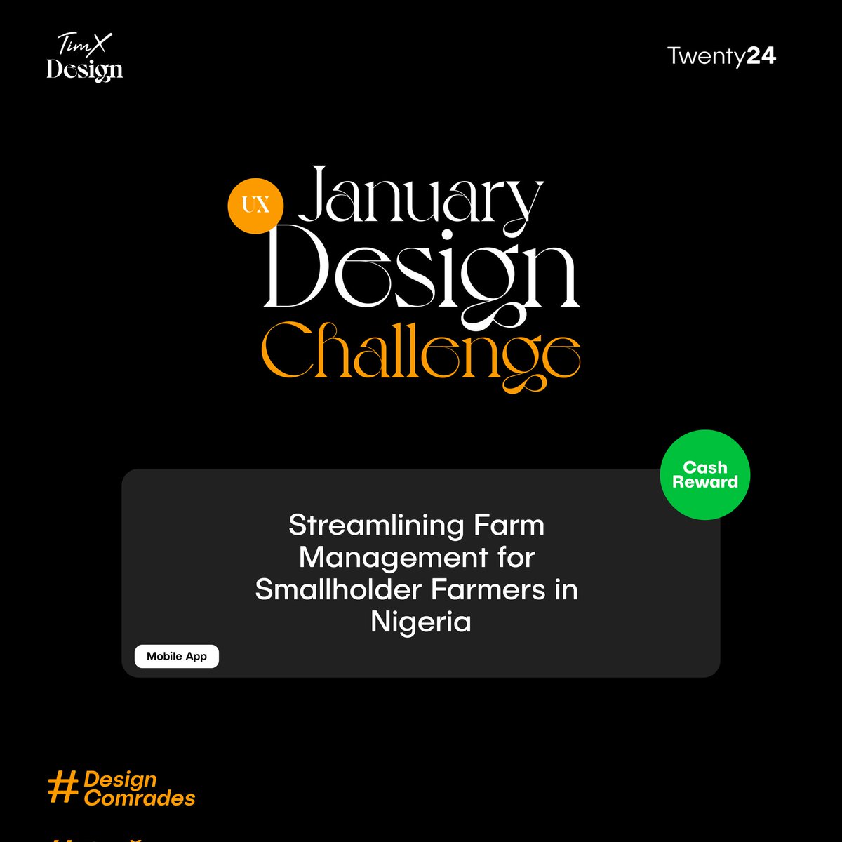 timxdesign's tweet photo. 🌟 Hey UX Beginners! 🚀 

This UX Design challenge is to help beginners grow into UX superheroes! and also get them familiar with handling a complete project 💪

N50,000 and N25,000 go to the top 2 runner-ups because who doesn't love extra dough? 💰😉  cash price is not fixed and can be increased at any moment from now.

Get your creative hats on, because learning is about to get interesting...

Only for designers with 1 - 16 months of experience

Please note: Your attempted challenge project belongs to you alone and will not be monetised in any form, feel free to drag whoever!

Link to challenge: https://t.co/GFg7iFT7zD

Submission Link:
https://t.co/Jy0dTmTPd8

Sponsors
@BigAyatDesign @silva_codeX more loading... 

cc @stephanieorkuma @Daviowhite @dnaijatechguy @MercyBenn_ @AJ_Ayanbisi @itzareous @ChokolateGravy

#DesignComradesChallenge