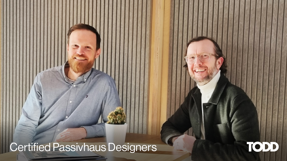 A big congratulations to our new in-house, certified Passivhaus Designers, Michael Archer & Martin Lennon! As part of our wider commitment to sustainability, the practice supported Michael and Martin in their Passivhaus journey and exams - which they passed with flying colours!