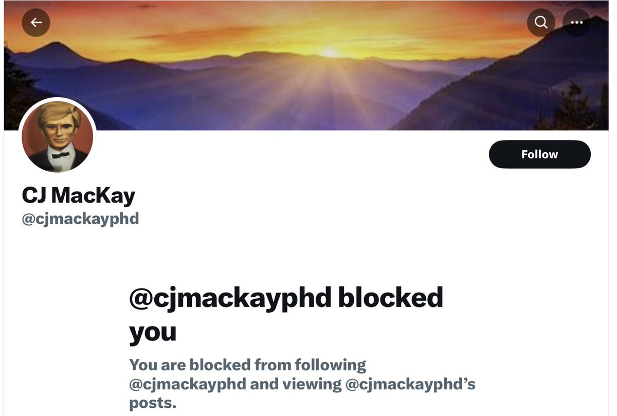No idea who this is but he/she followed and blocked me at the same time. Guess I hit a nerve. Can somebody give him/her a hug?