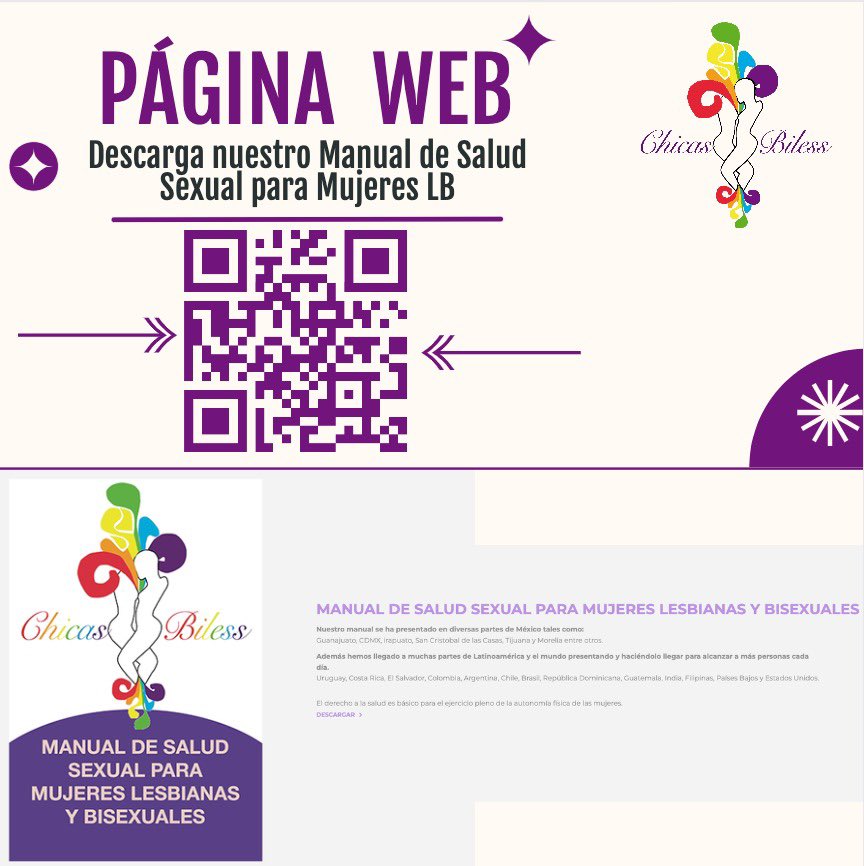 ChicasBiLess's tweet photo. Te invitamos a descargar nuestro Manual de salud sexual para mujeres Lesbianas y bisexuales a través de nuestro sitio web: https://t.co/UEL5wGsxyF https://t.co/nUKsgXx0fC