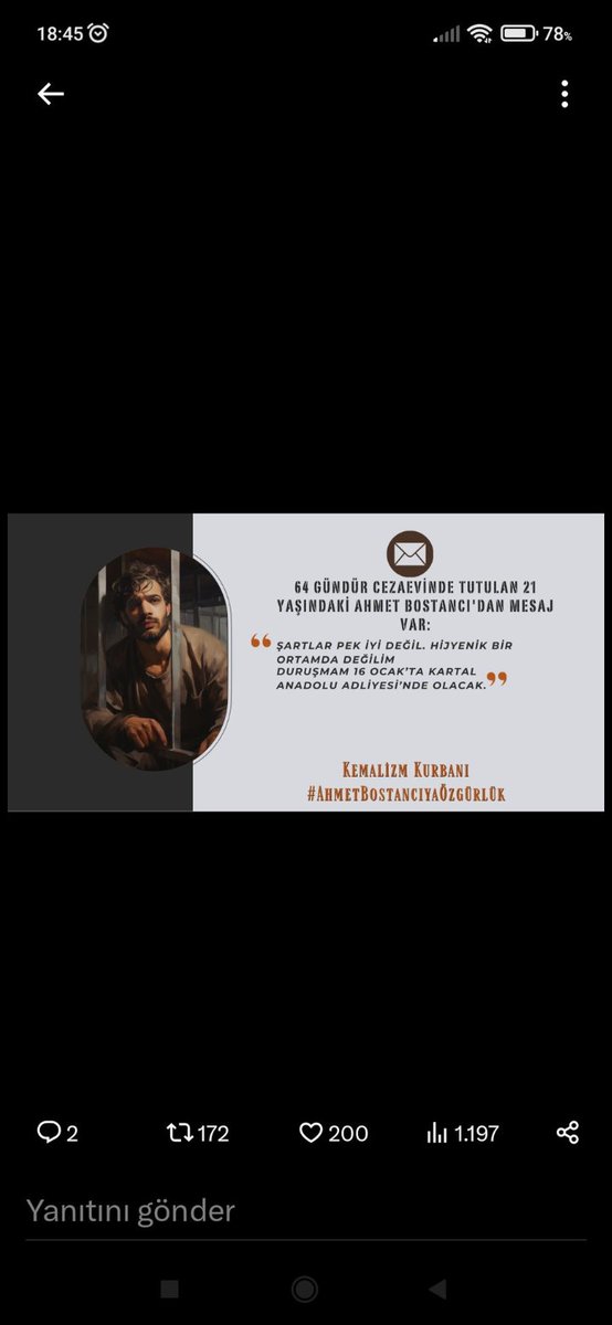 Kutsallarımıza Bariz hakaret eden insanlar fikir hürriyeti adı altında takipsizlik kararı alınırken ,hakaret ve argo kelime kullanmadan fikrini beyan eden insanlara yapılan hapis dayatması abes ile iştigaldir!!

Kemalizm Kurbanı
#AhmetBostancıyaÖzgürlük