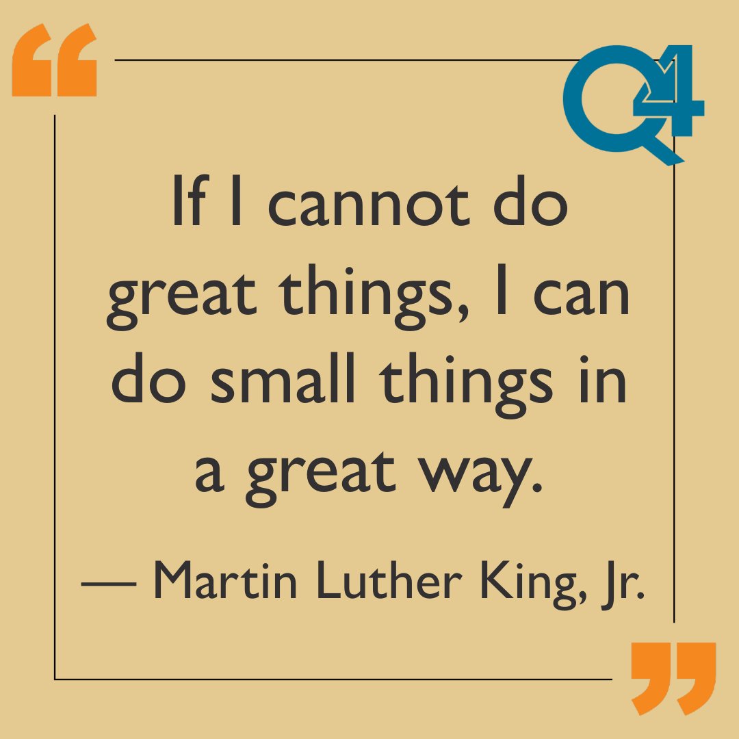 "If I cannot do great things, I can do small things in a great way." - Martin Luther King, Jr. #mlk #martinlutherkingjr #mondaymotivation #leadershiplessons #qotd #quoteoftheday