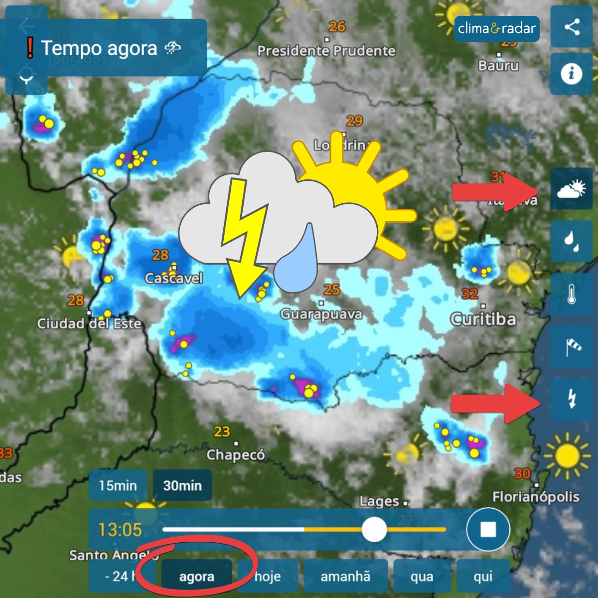 climaeradar's tweet photo. 🚨 Tempo atual ⛈ Grande atividade de tempestades no Paraná. Acompanhe em tempo real pelo RadarClima 👇
🔗 https://t.co/lF6FaWhIvM
#TempoAtual #PrevisãoDoTempo #AppClimaERadar #RadarClima #AvisosMeteorológicos #TempestadeParaná #RegiãoSul https://t.co/3ry7wEnnn1
