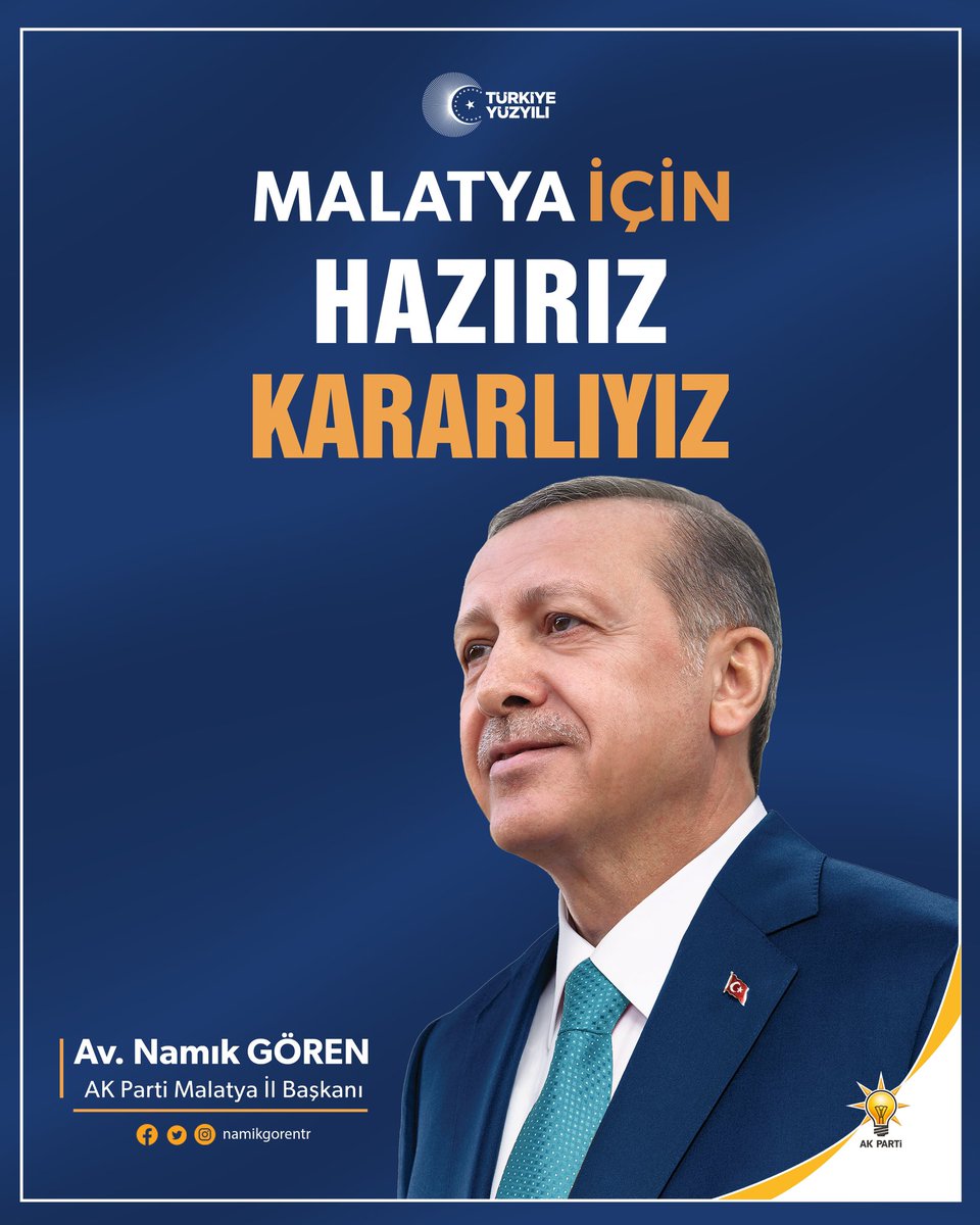 Namık Gören (@namikgorentr) on Twitter photo Cumhurbaşkanımız Sayın <a href="/RTErdogan/">Recep Tayyip Erdoğan</a>’ın liderliğinde, teşkilatlarımız ile birlikte Türkiye Yüzyılı için ;
Malatya İçin Hazırız, Kararlıyız…
#MalatyaİçinHazırızKararlıyız Cumhurbaşkanımız Sayın <a href="/RTErdogan/">Recep Tayyip Erdoğan</a>’ın liderliğinde, teşkilatlarımız ile birlikte Türkiye Yüzyılı için ;
Malatya İçin Hazırız, Kararlıyız…
#MalatyaİçinHazırızKararlıyız