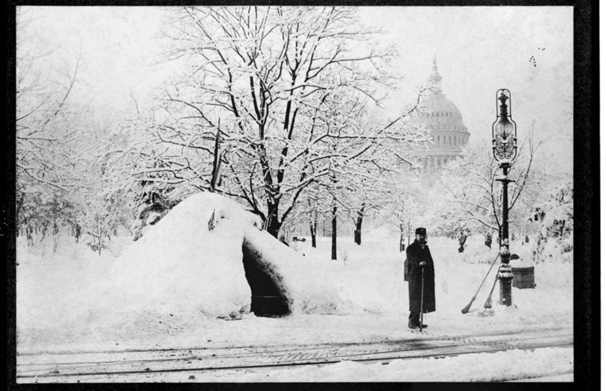 Snow, igloo and U.S. Capitol, 1888: