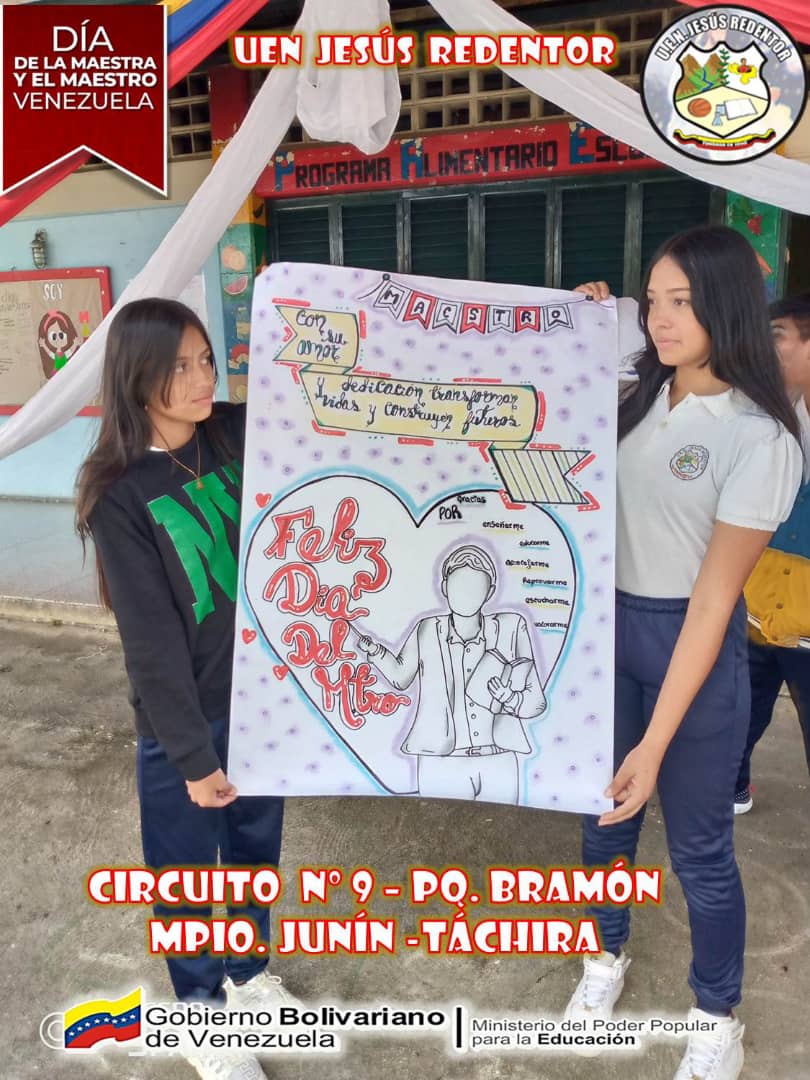 Feliz día a todo el gremio docente del Municipio Junín Estado Táchira. Gracias por el trabajo, vocación y compromiso. <a href="/_LaAvanzadora/">Yelitze Santaella</a> <a href="/Berzabethg1/">Berzabethgandicaoficial</a> <a href="/CDCETachira/">CDCE Táchira</a> @MPPEDUCACION <a href="/NicolasMaduro/">Nicolás Maduro</a> <a href="/FreddyBernal/">Freddy Bernal</a>