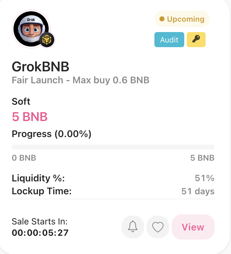 GrokmemecoinBNB's tweet photo. "Presale Alert! π Join the GrokBNB journey and grab your tokens now β our presale is live on Pinksale! Secure your spot for the ride to the moon. ππ« #GrokBNB #PresaleLive
https://t.co/NyuHDGbjHR https://t.co/KUaXbgKB5O