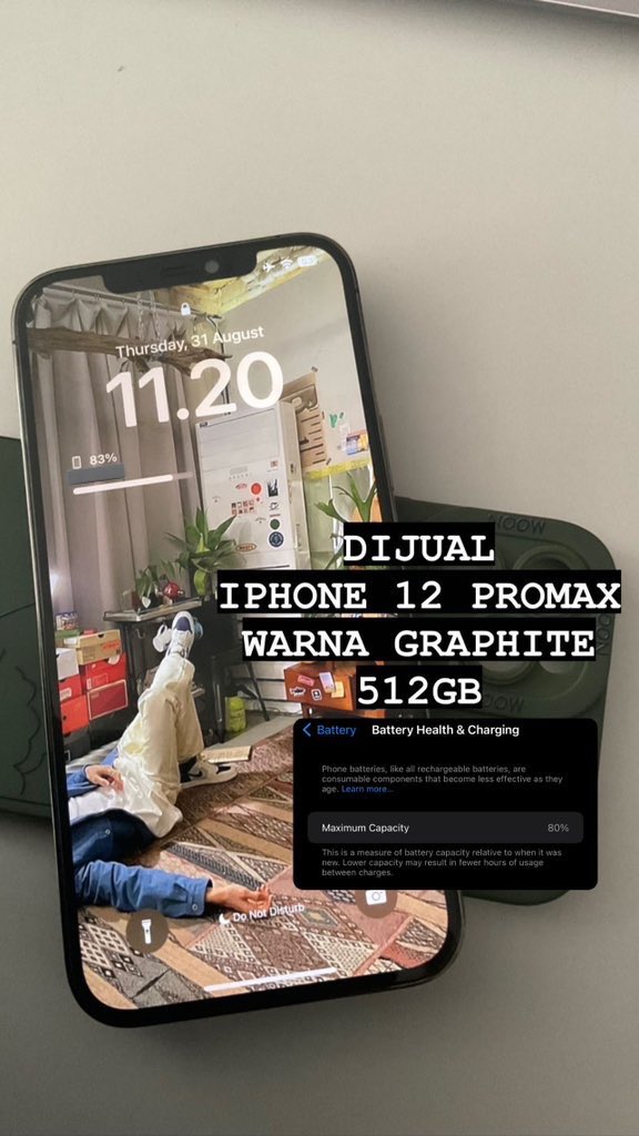 berxburu's tweet image. WTS 
Iphone 12 Pro Max 512GB ex Inter (jaringan aman ada garansi) Box Lengkap warna graphite

- fisik 99% mulus
- BH 80%
- COD Jakarta/oren
Harga 10.xxx.xxx bisa nego