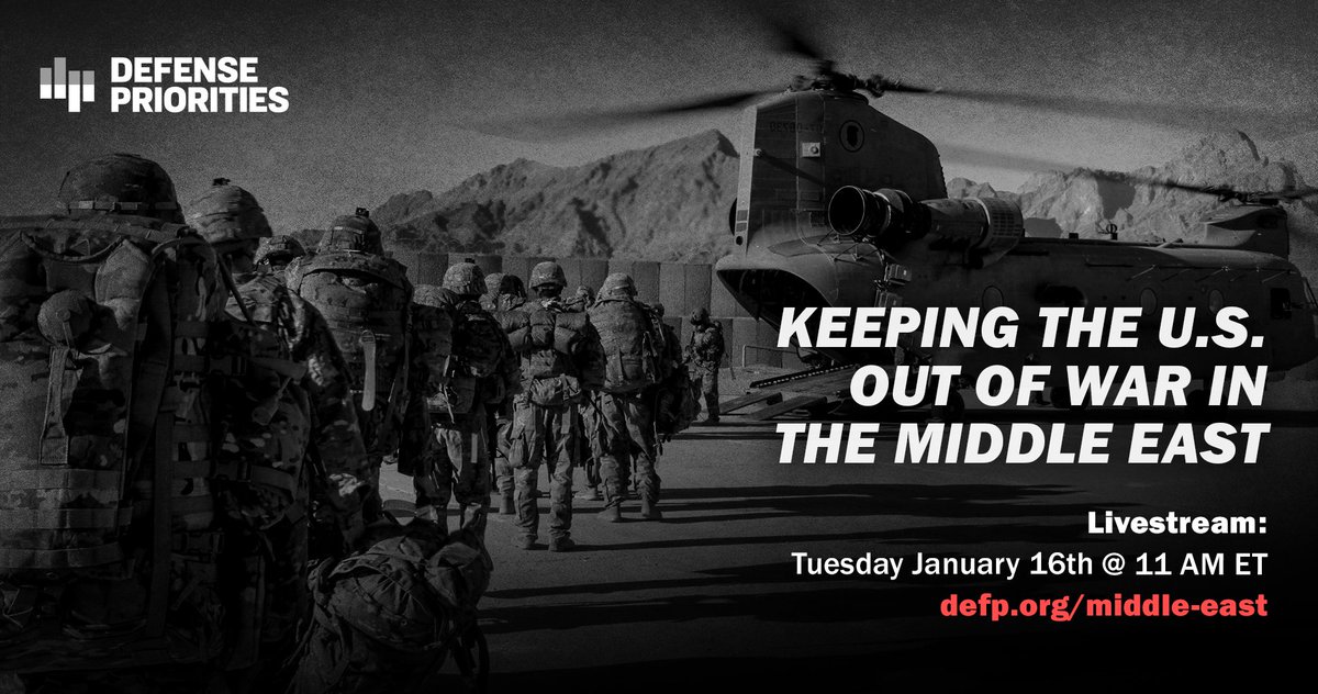 TOMORROW at 11 AM—'Keeping the U.S. out of war in the Middle East' featuring a stellar panel of experts: DEFP Policy Director @BH_Friedman, @sns_1239 of @UWJSIS, and @StimsonCenter's @barbaraslavin1. Moderated by DEFP Fellow @DanDePetris.

RSVP: defp.org/middle-east
