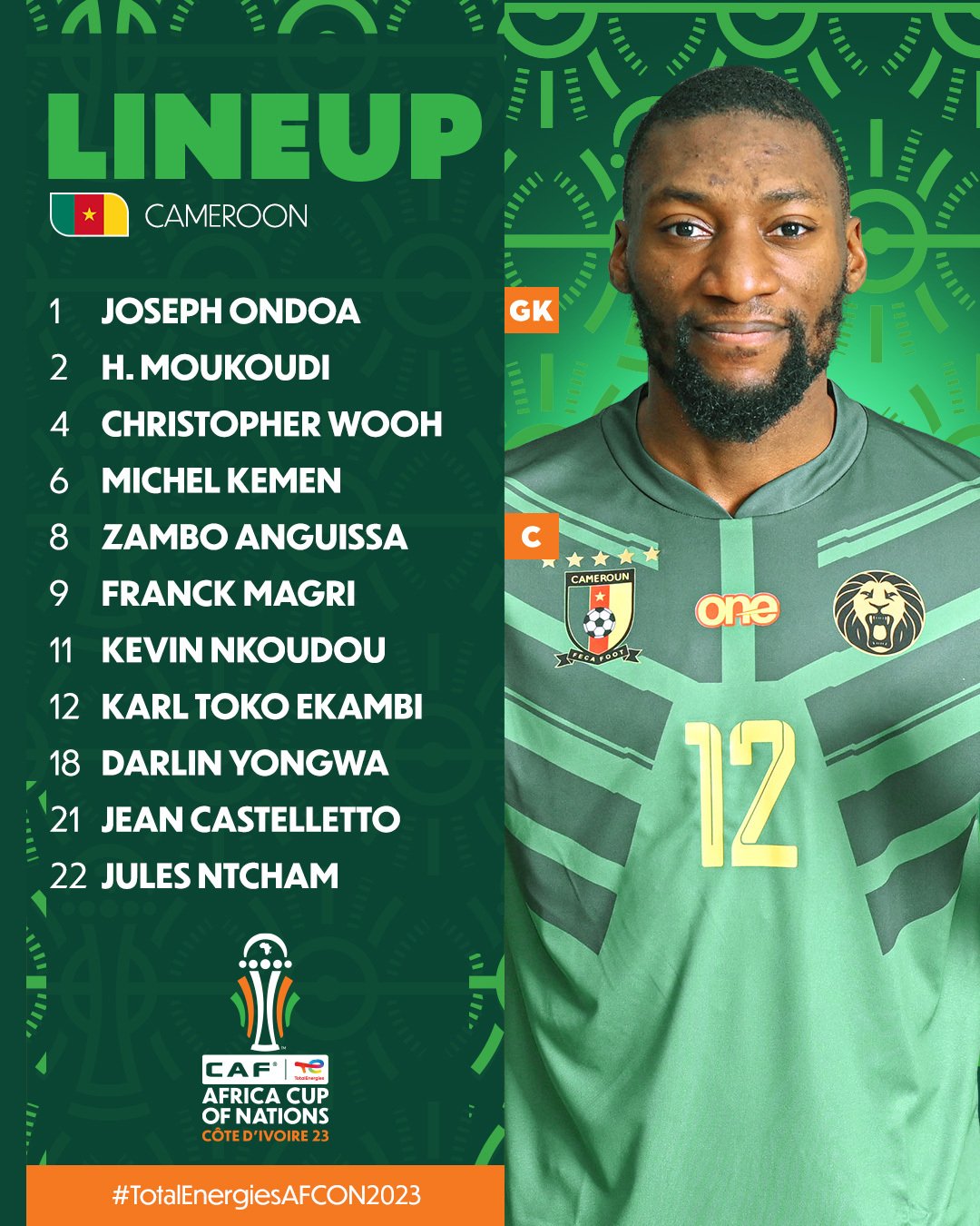 AFCON 2025 على X: &ldquo;Cameroon Vs Guinea starting lineups. Ondoa 