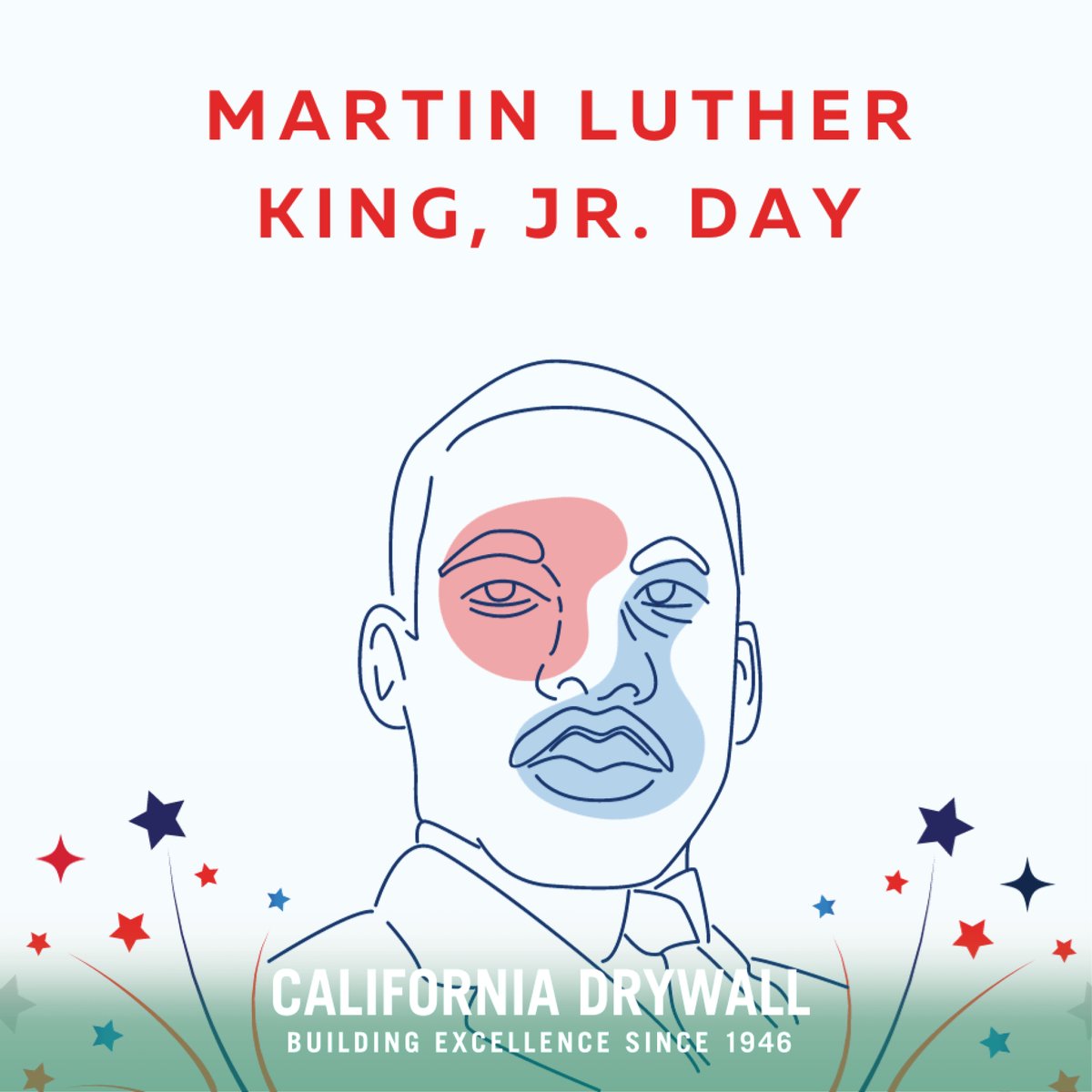 CalDrywall's tweet photo. Honoring Dr. Martin Luther King Jr.'s legacy today and every day. Let's commit to fostering unity, justice, and compassion in our communities. Together, we can create a world where everyone is treated with dignity and respect. #MLKDay #EqualityForAll https://t.co/ug7kzLZqPf